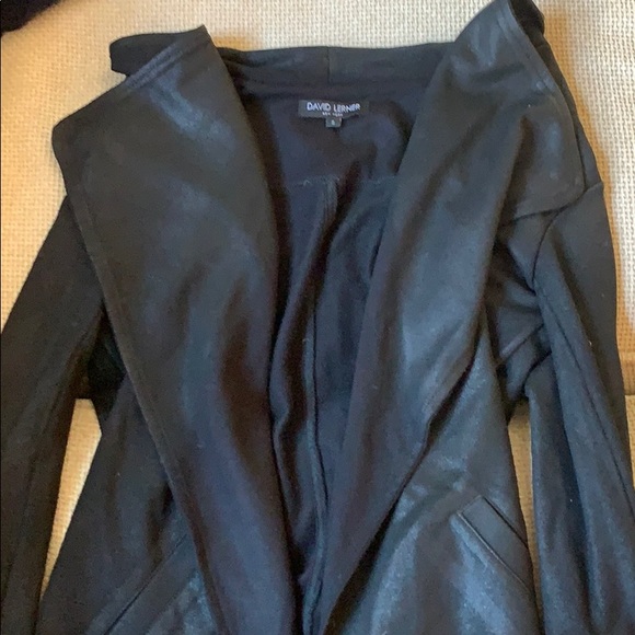 David Lerner shimmery black sweater blazer - Picture 2 of 3